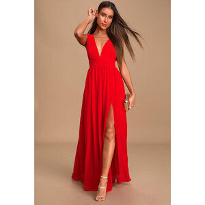 Lulus Heavenly Hues Red Maxi Dress - Size M